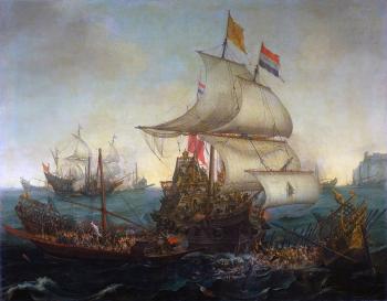 Dutch Ships Ramming Spanish Galleys off the Flemish Coast in October